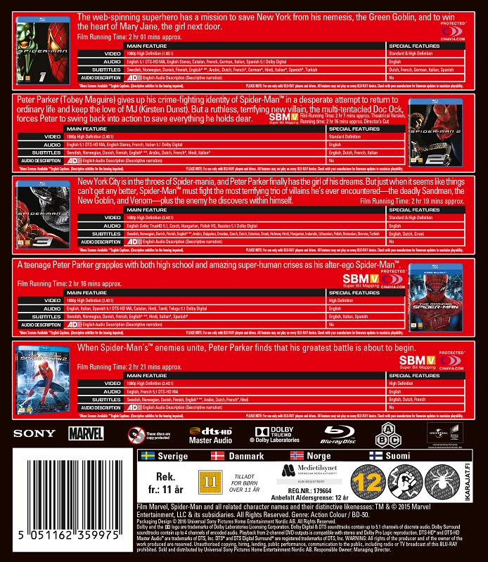 Spider-Man 5 Movie Collection Blu Ray - Blu Ray - Future Movie Shop